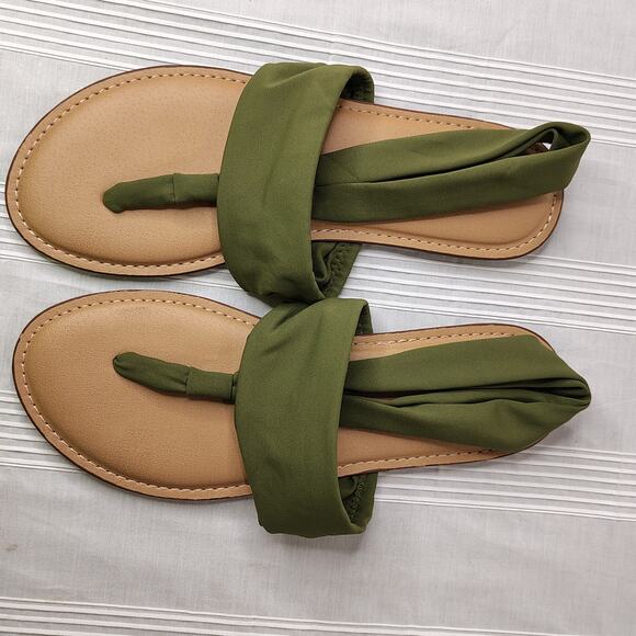 Torrid Fabric T-Strap Sandals Extra Wide Women's Size 11.5WW Dark Green - Picture 5 of 7